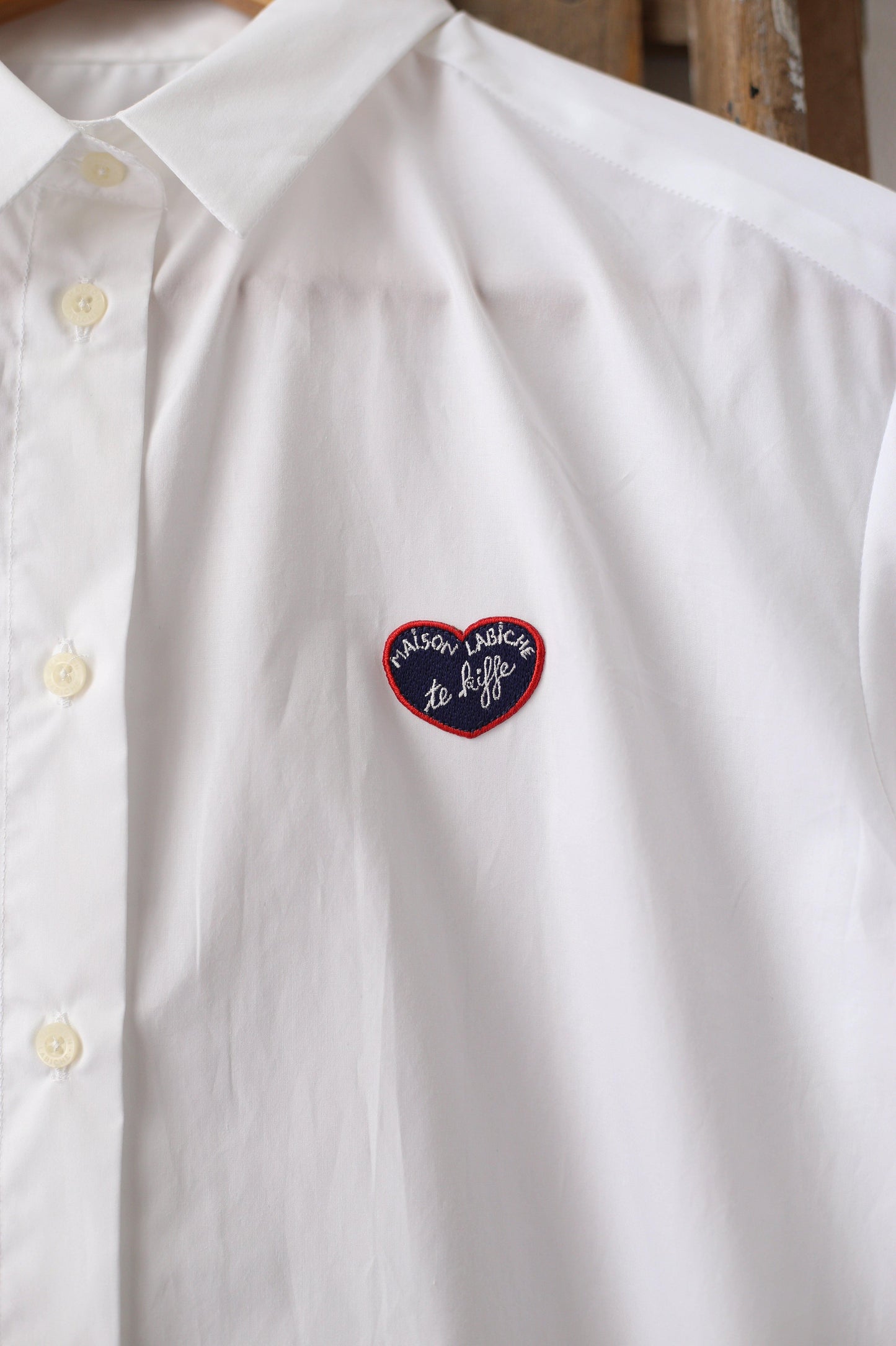 Maison La Biche - Heart Patch White Boyfriend Shirt - 32 The Guild