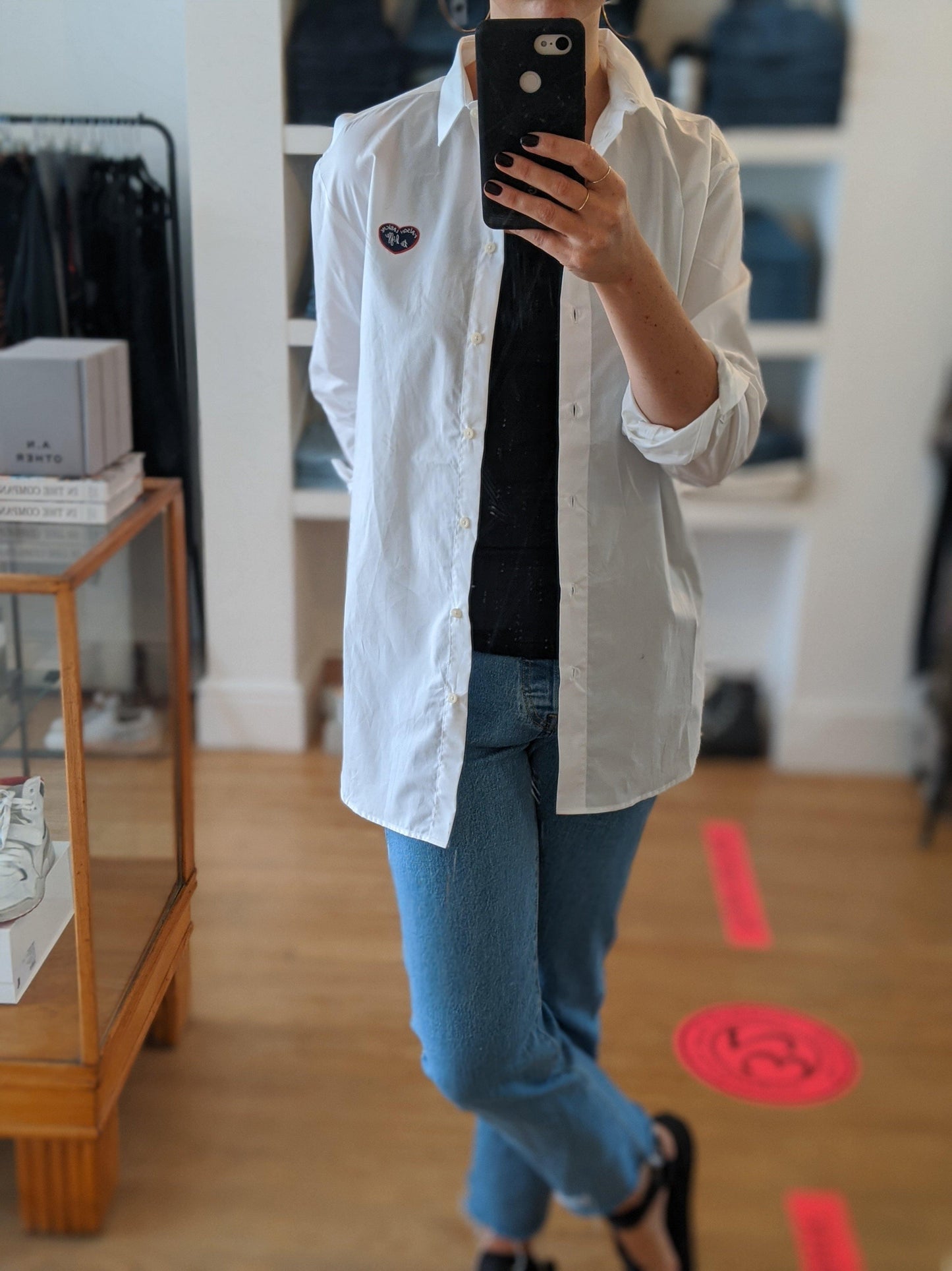 Maison La Biche - Heart Patch White Boyfriend Shirt - 32 The Guild