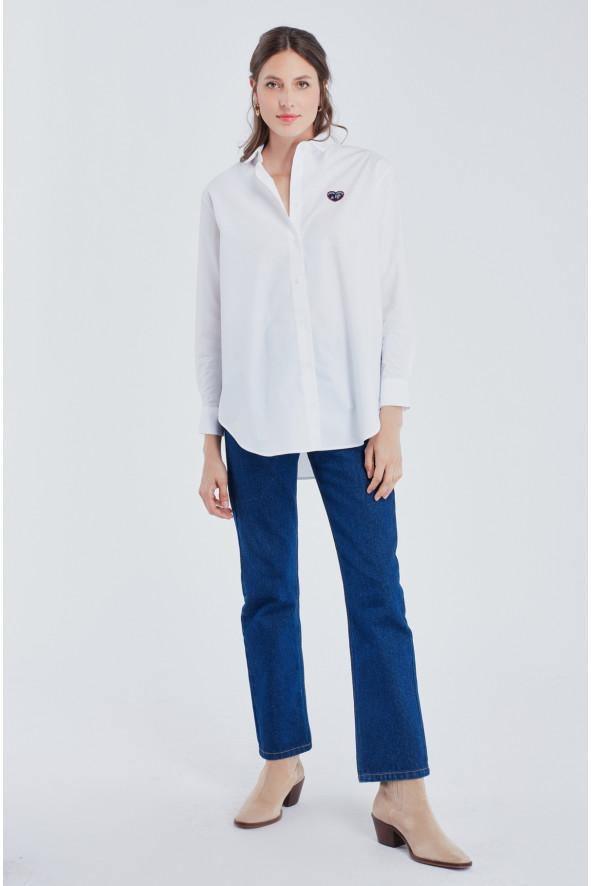 Maison La Biche - Heart Patch White Boyfriend Shirt - 32 The Guild