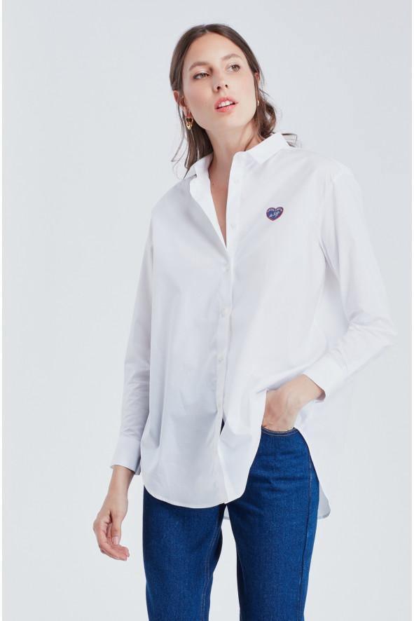 Maison La Biche - Heart Patch White Boyfriend Shirt - 32 The Guild