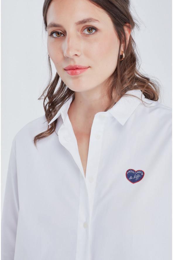 Maison La Biche - Heart Patch White Boyfriend Shirt - 32 The Guild