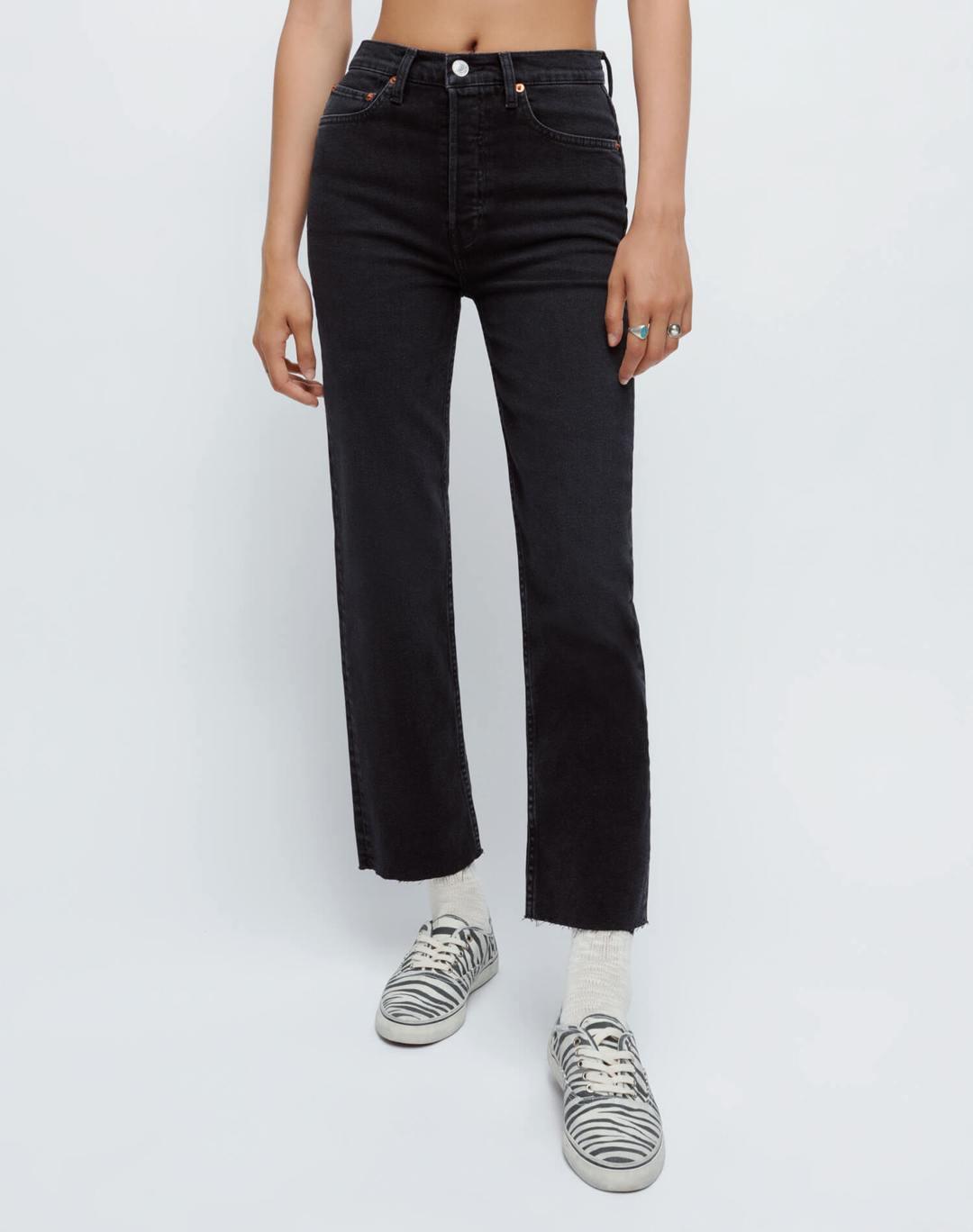 Re/Done - High-Rise Faded Black Stove Pipe Jeans - 32 The Guild