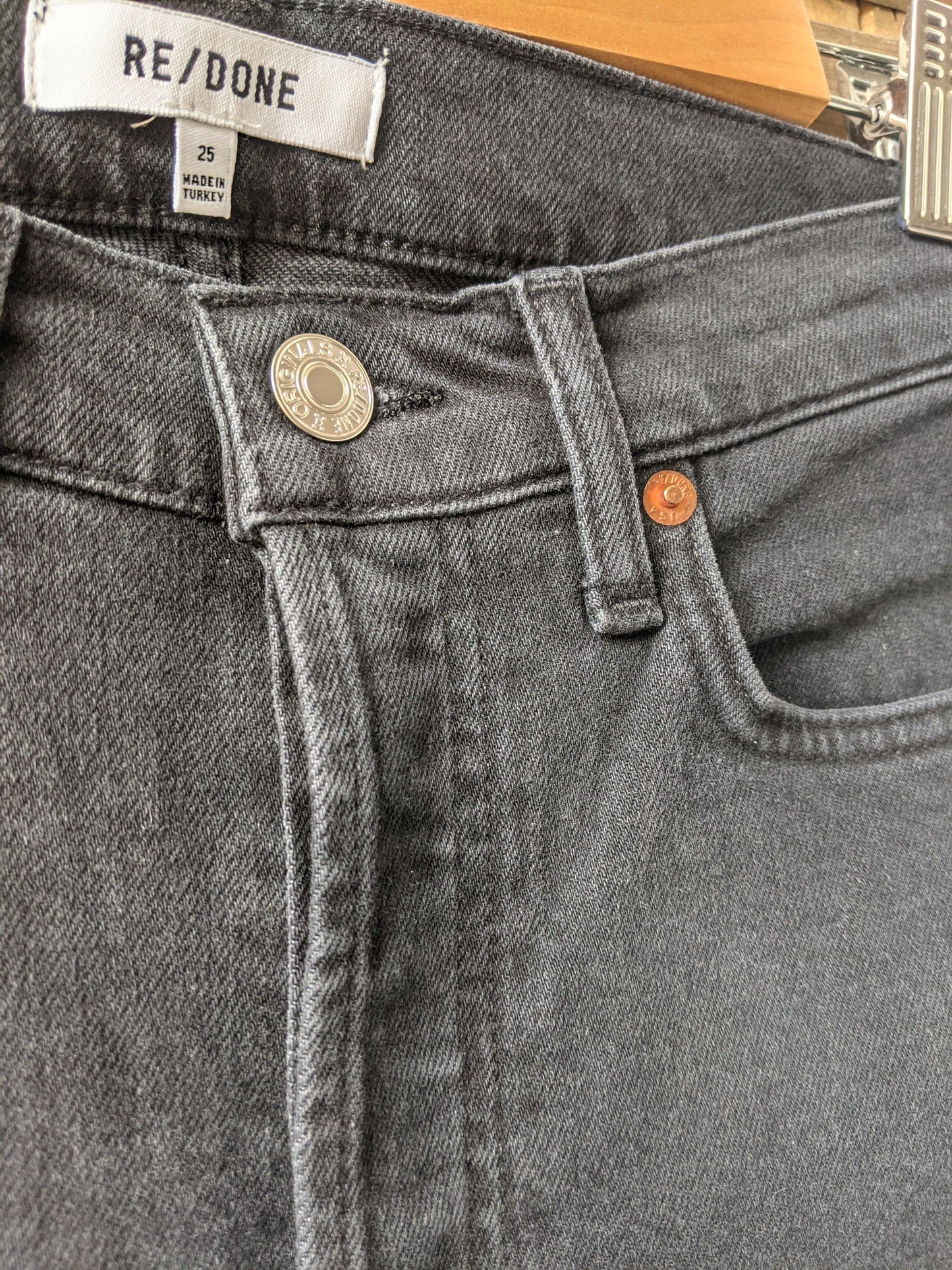 Re/Done - High-Rise Faded Black Stove Pipe Jeans - 32 The Guild