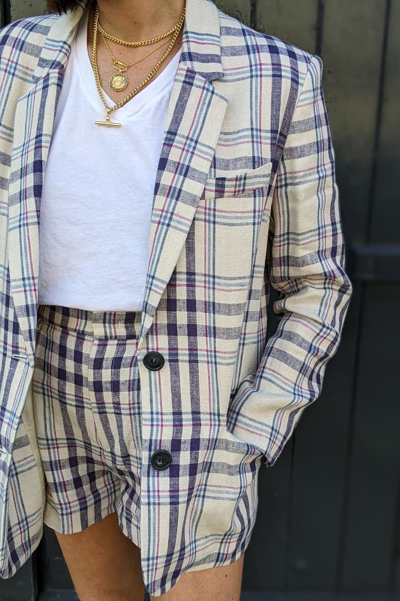 Isabel Marant Etoile - Ilindae Ecru Check Linen Jacket - 32 The Guild