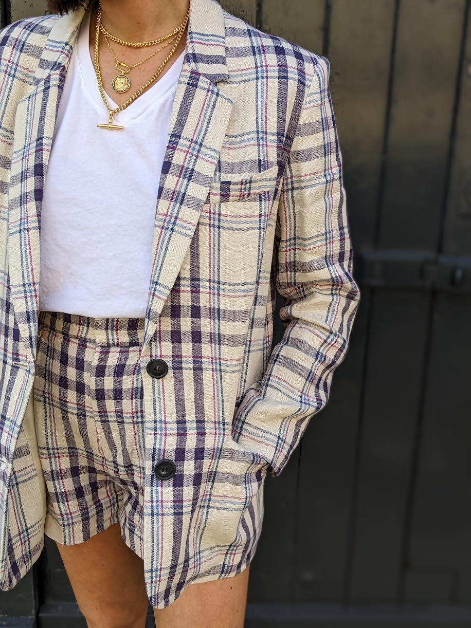 Isabel Marant Etoile - Ilindae Ecru Check Linen Jacket - 32 The Guild