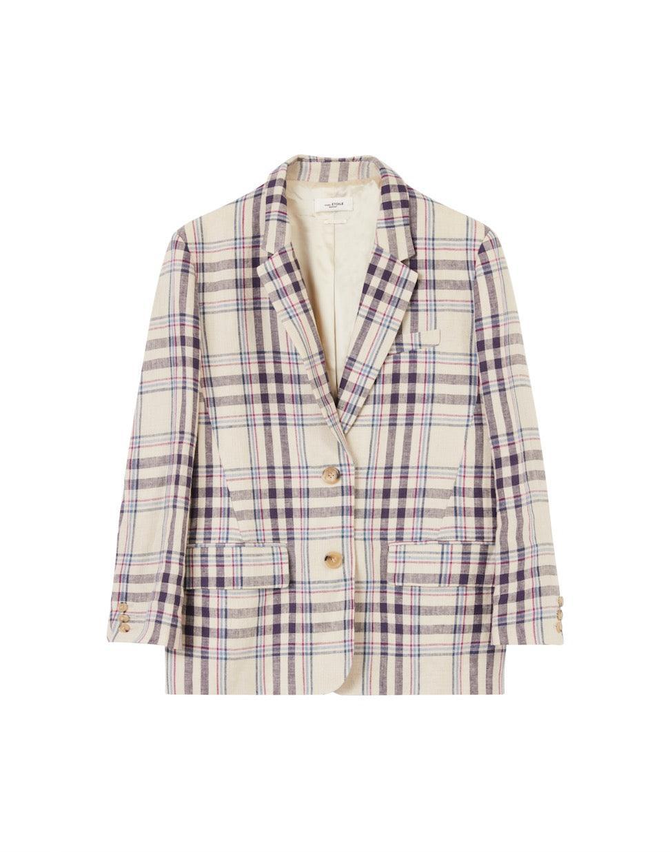 Isabel Marant Etoile - Ilindae Ecru Check Linen Jacket - 32 The Guild