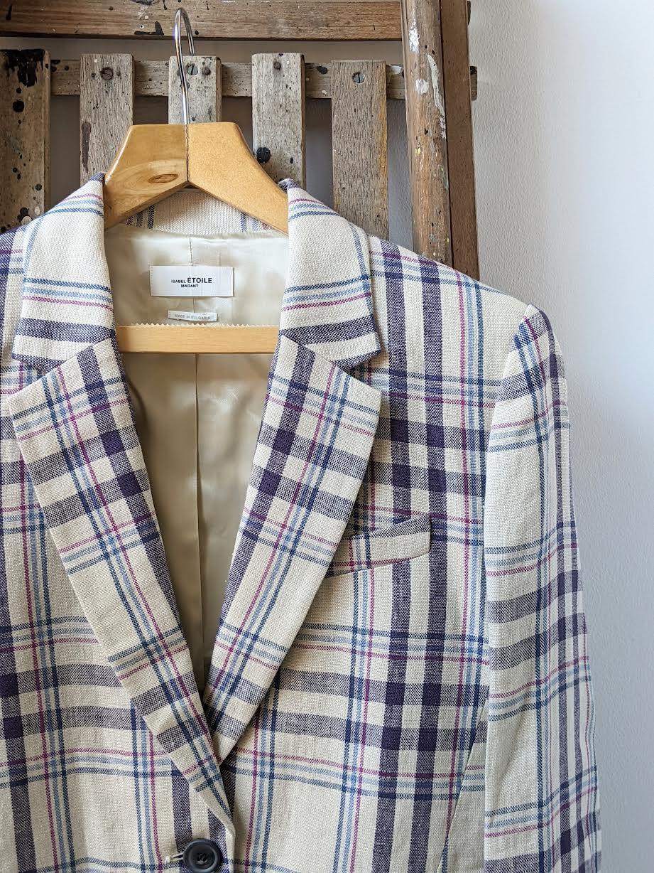 Isabel Marant Etoile - Ilindae Ecru Check Linen Jacket - 32 The Guild