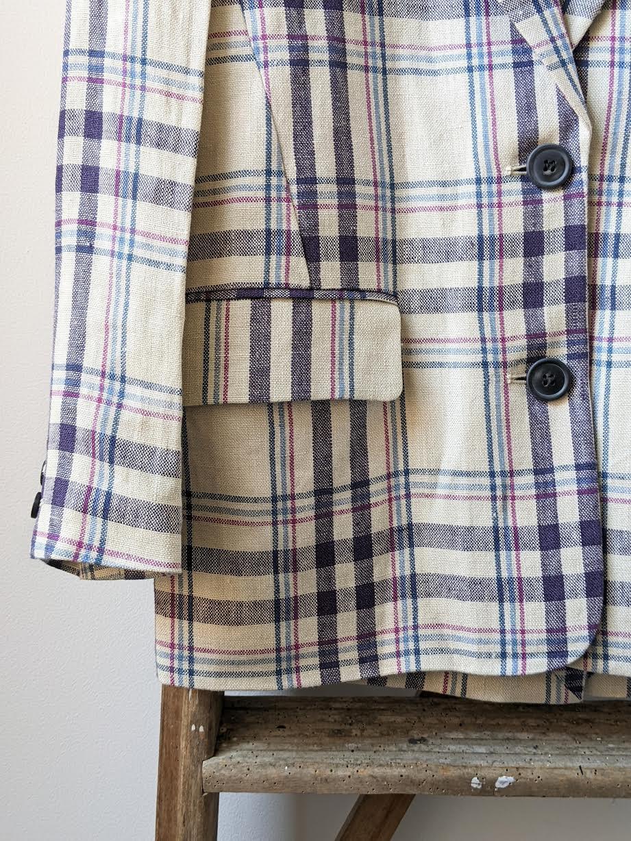Isabel Marant Etoile - Ilindae Ecru Check Linen Jacket - 32 The Guild