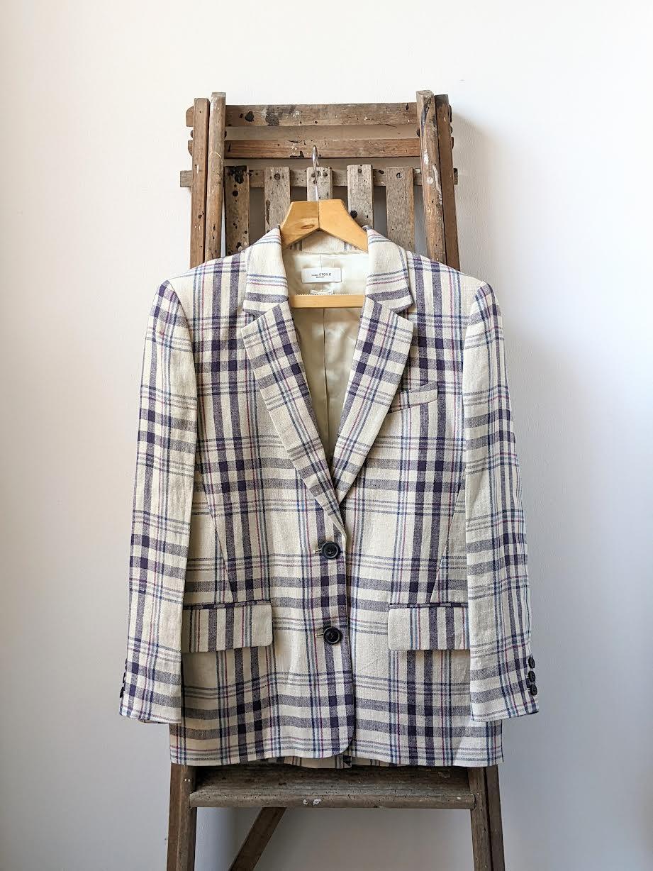 Isabel Marant Etoile - Ilindae Ecru Check Linen Jacket - 32 The Guild