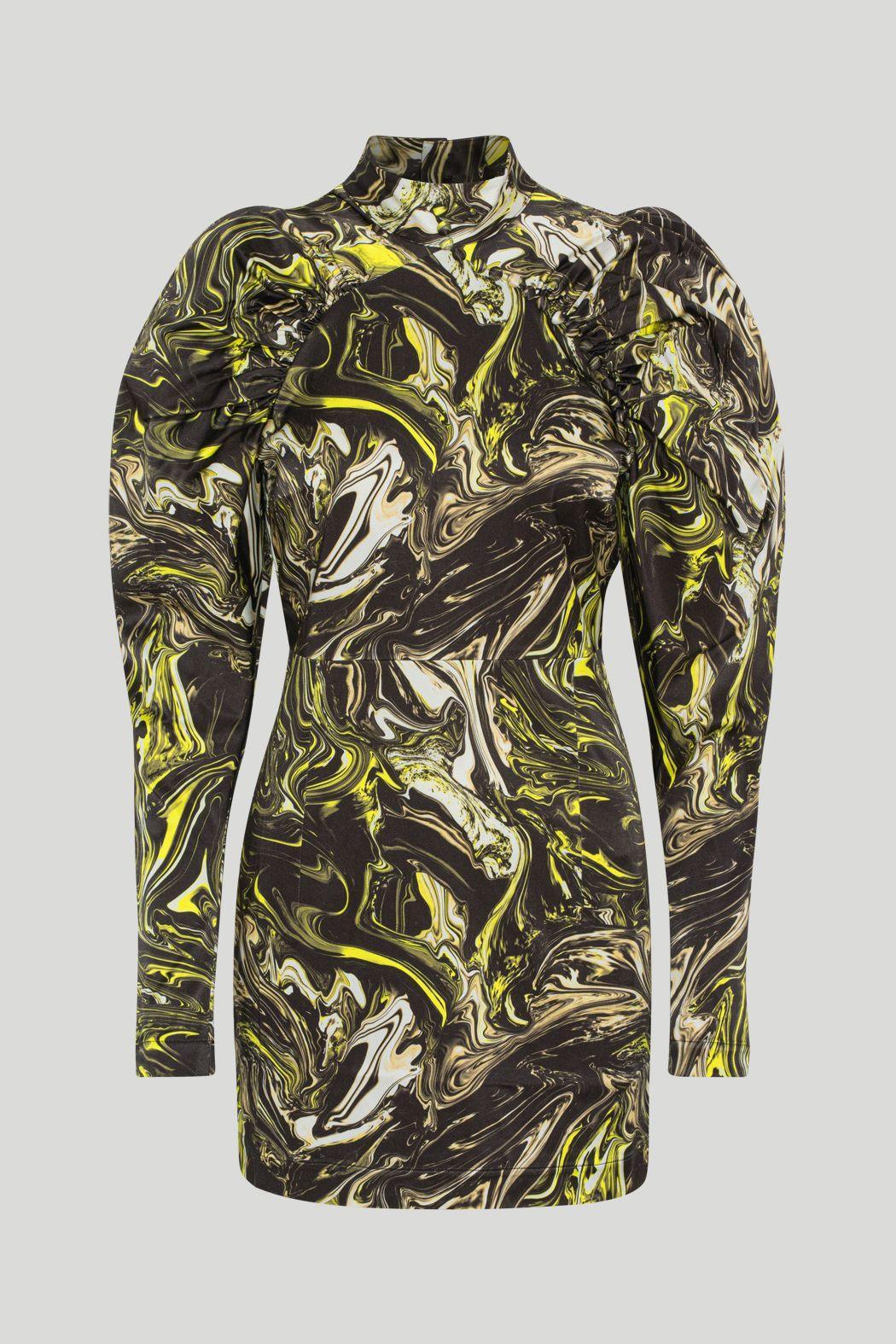 Rotate Remain - Kim Blazing Yellow Puff Shoulder Dress - 32 The Guild