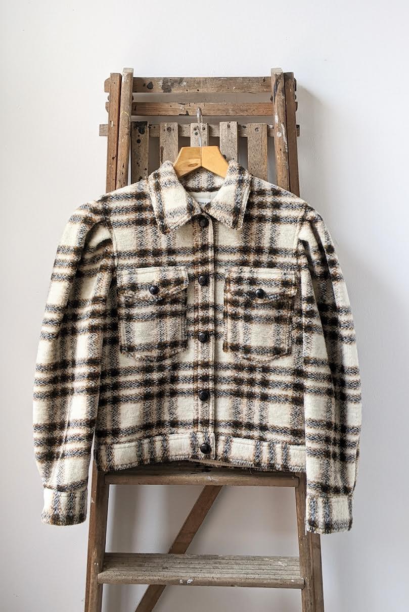 Isabel Marant Etoile - Leiko Ecru Checked Cropped Jacket - 32 The Guild