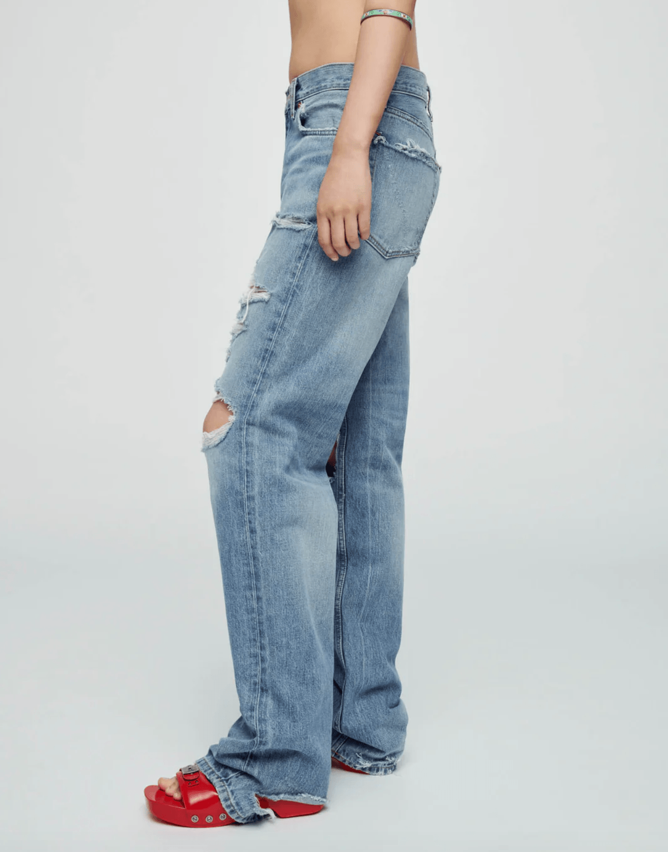 Re/Done - Loose Long Ripped & Faded Indigo Jeans - 32 The Guild
