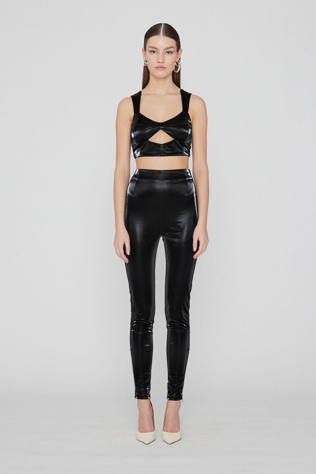 Rotate Remain - Mabel Vinyl Coated Black Leggings - 32 The Guild