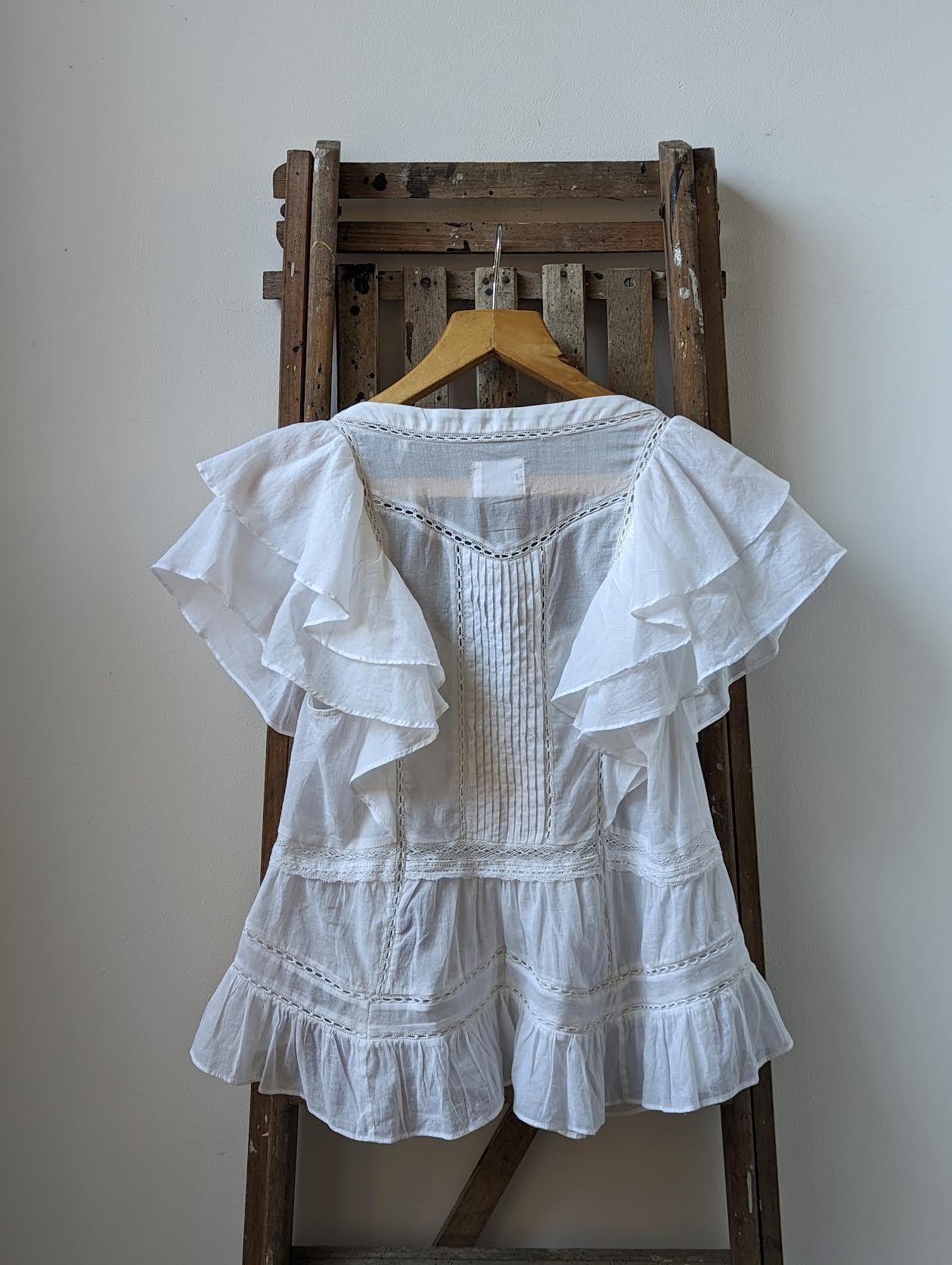 Isabel Marant Etoile - Madrana White Cotton Ruffle Blouse - 32 The Guild