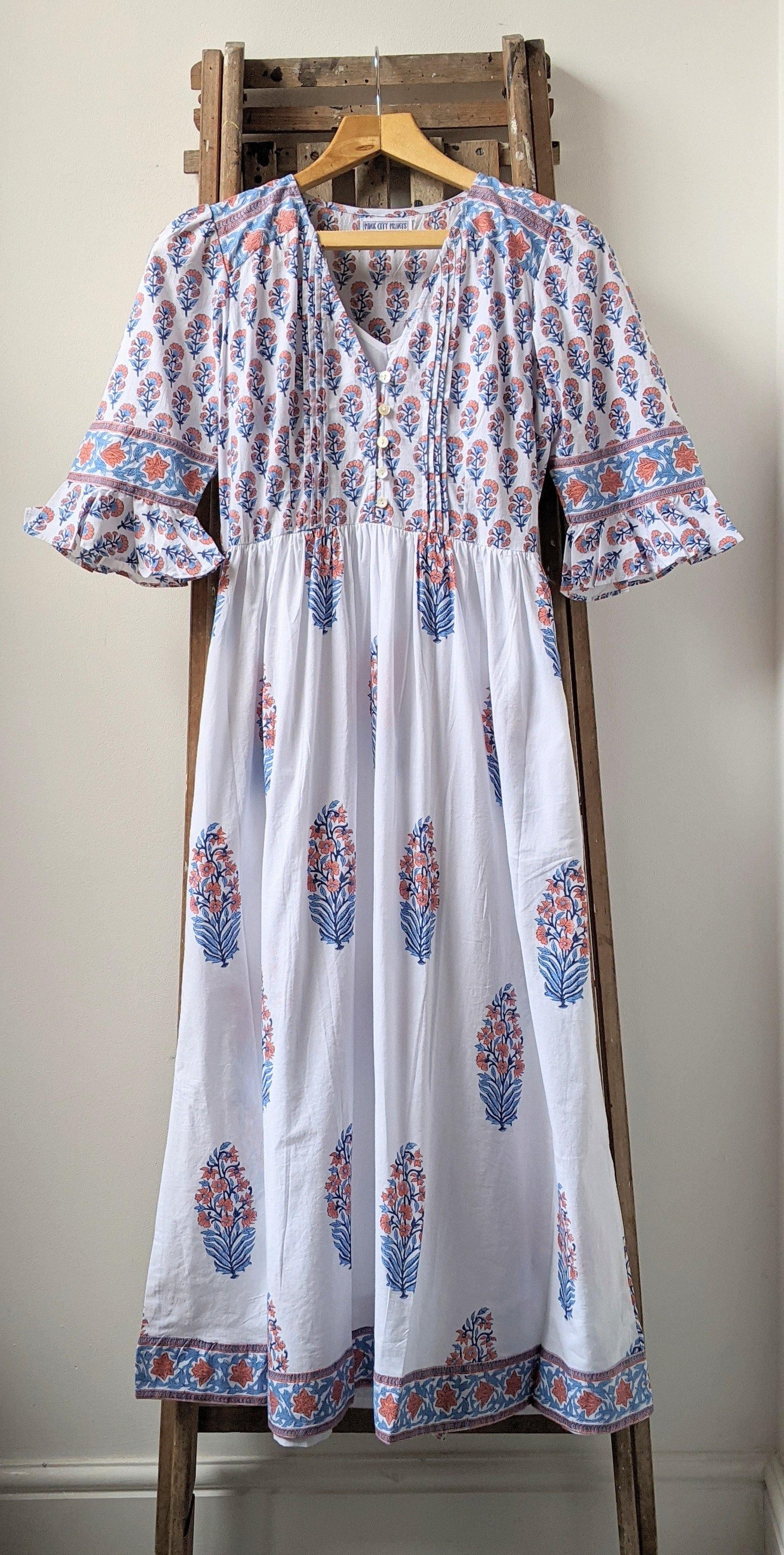 pink city prints peach lilly dress