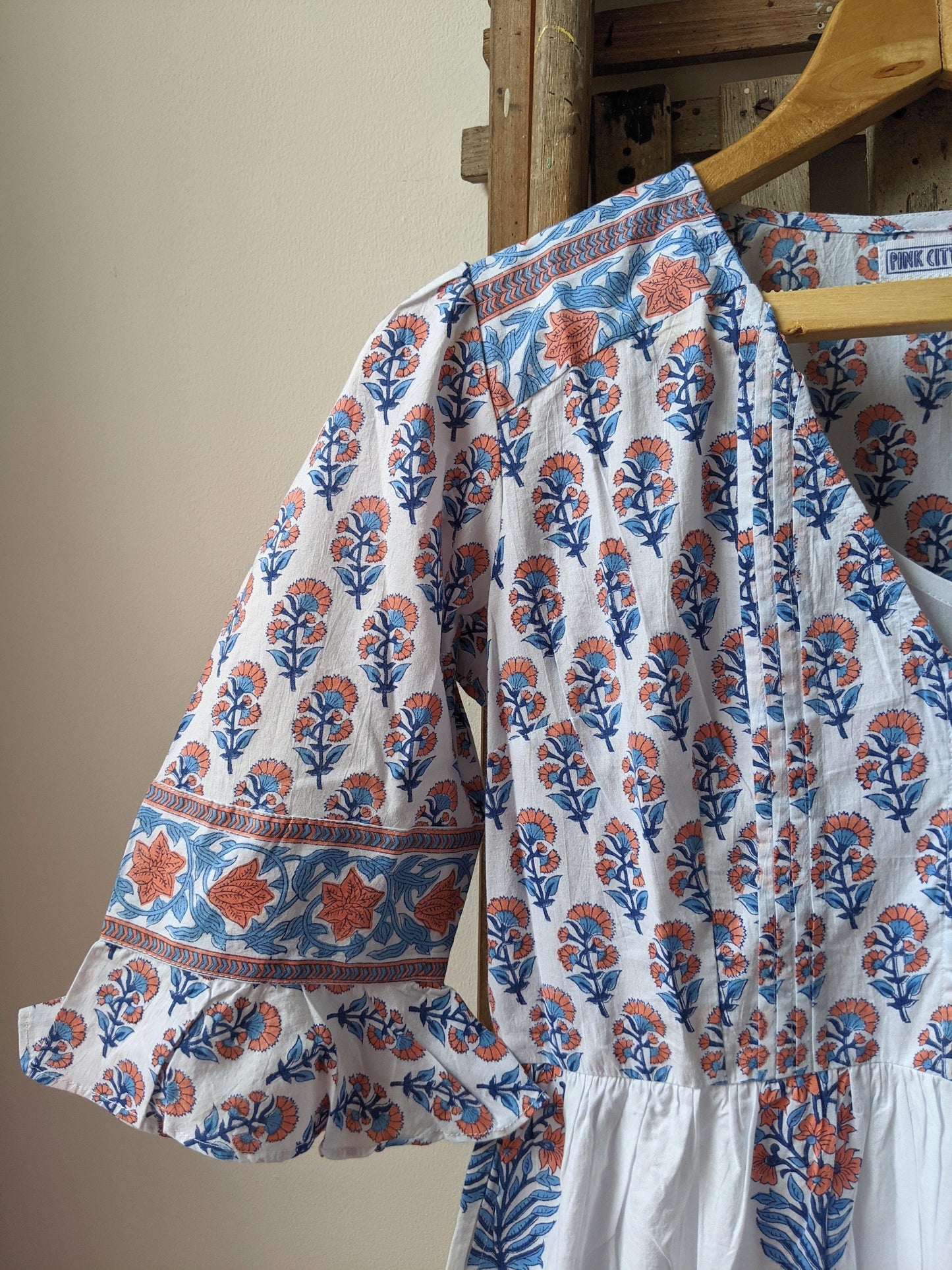 pink city prints peach lilly dress