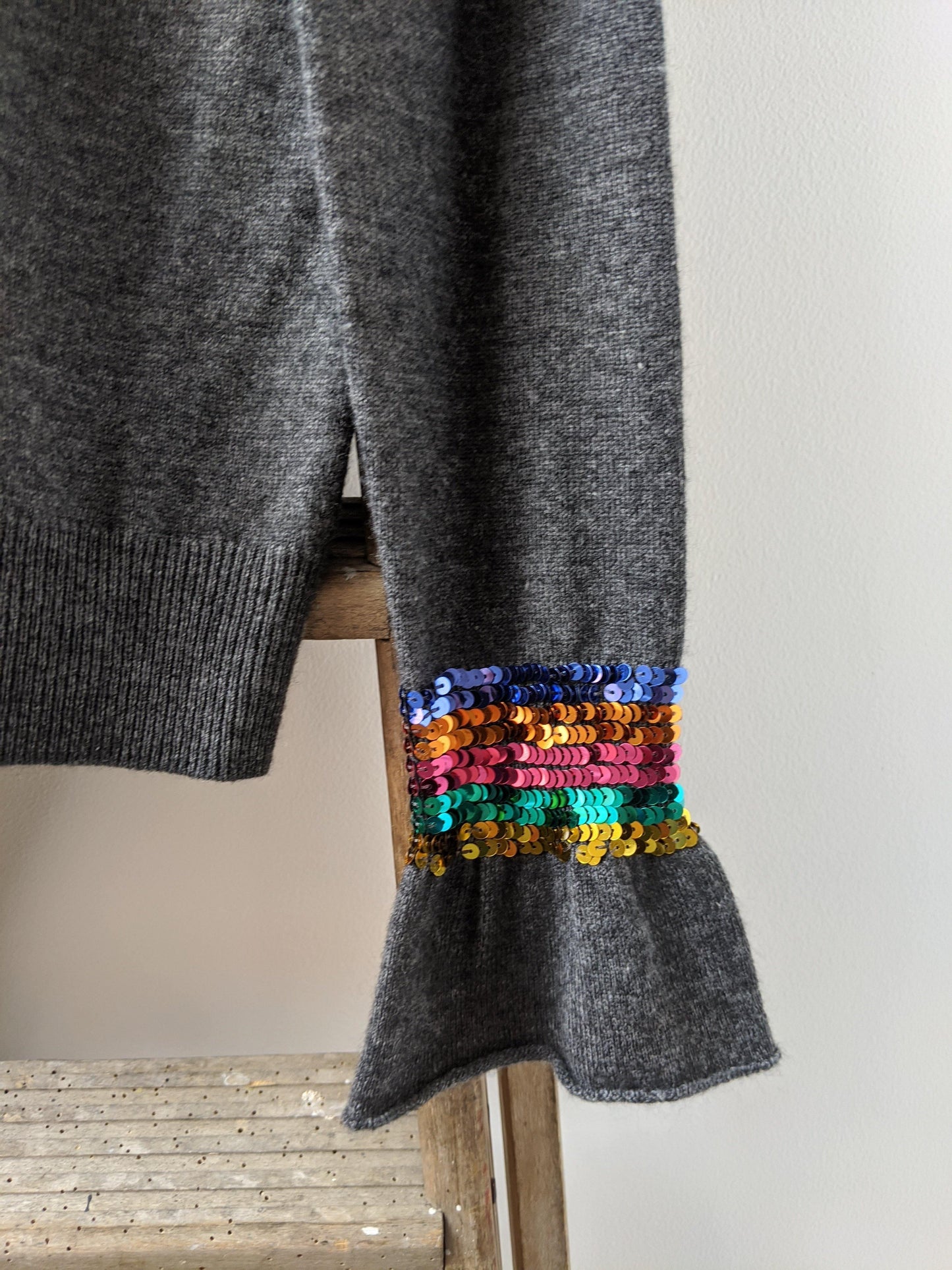 wyse london marine sequin ruffle charcoal jumper