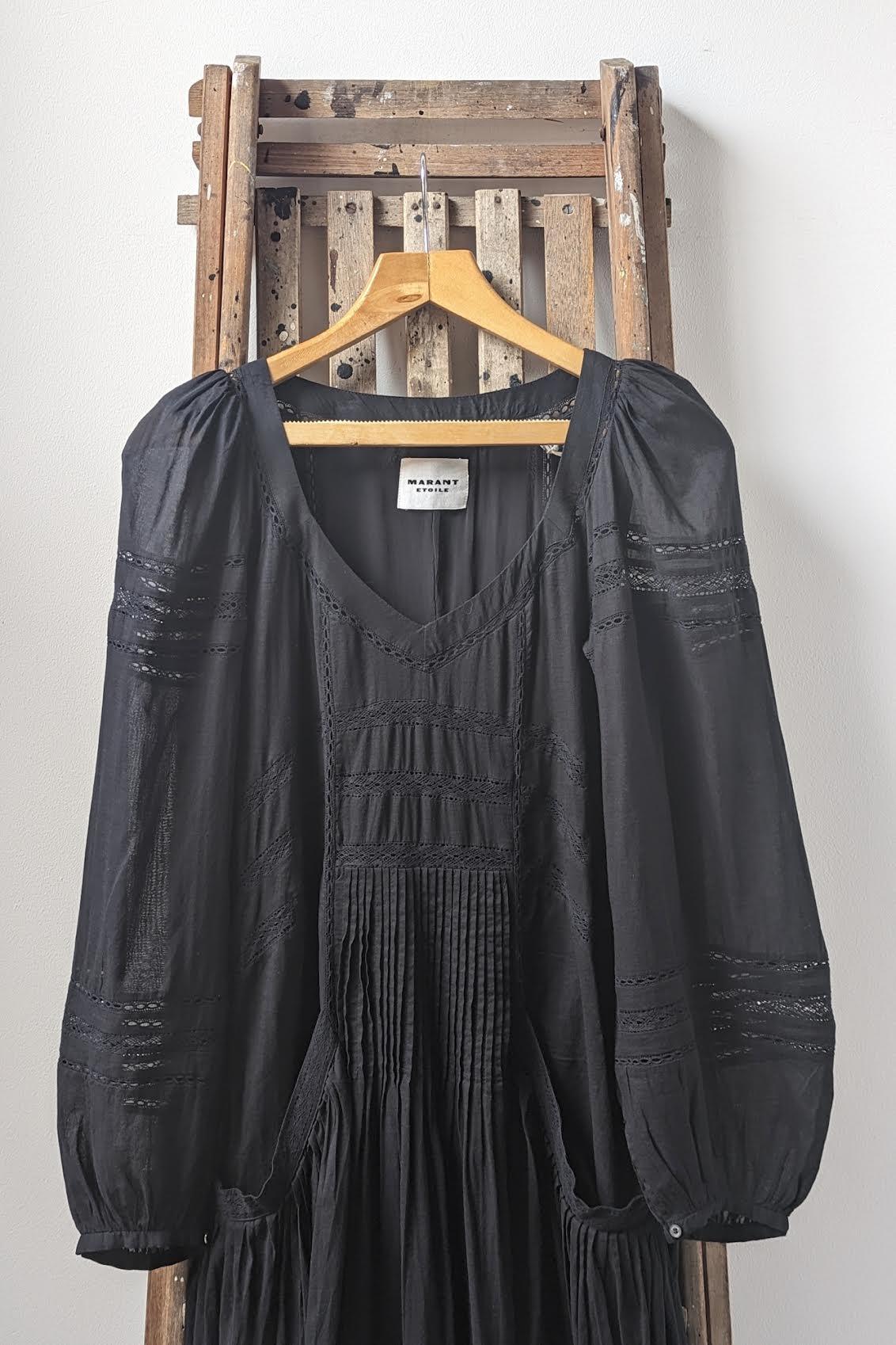 Isabel Marant Etoile - Melia Black Cotton Dress - 32 The Guild
