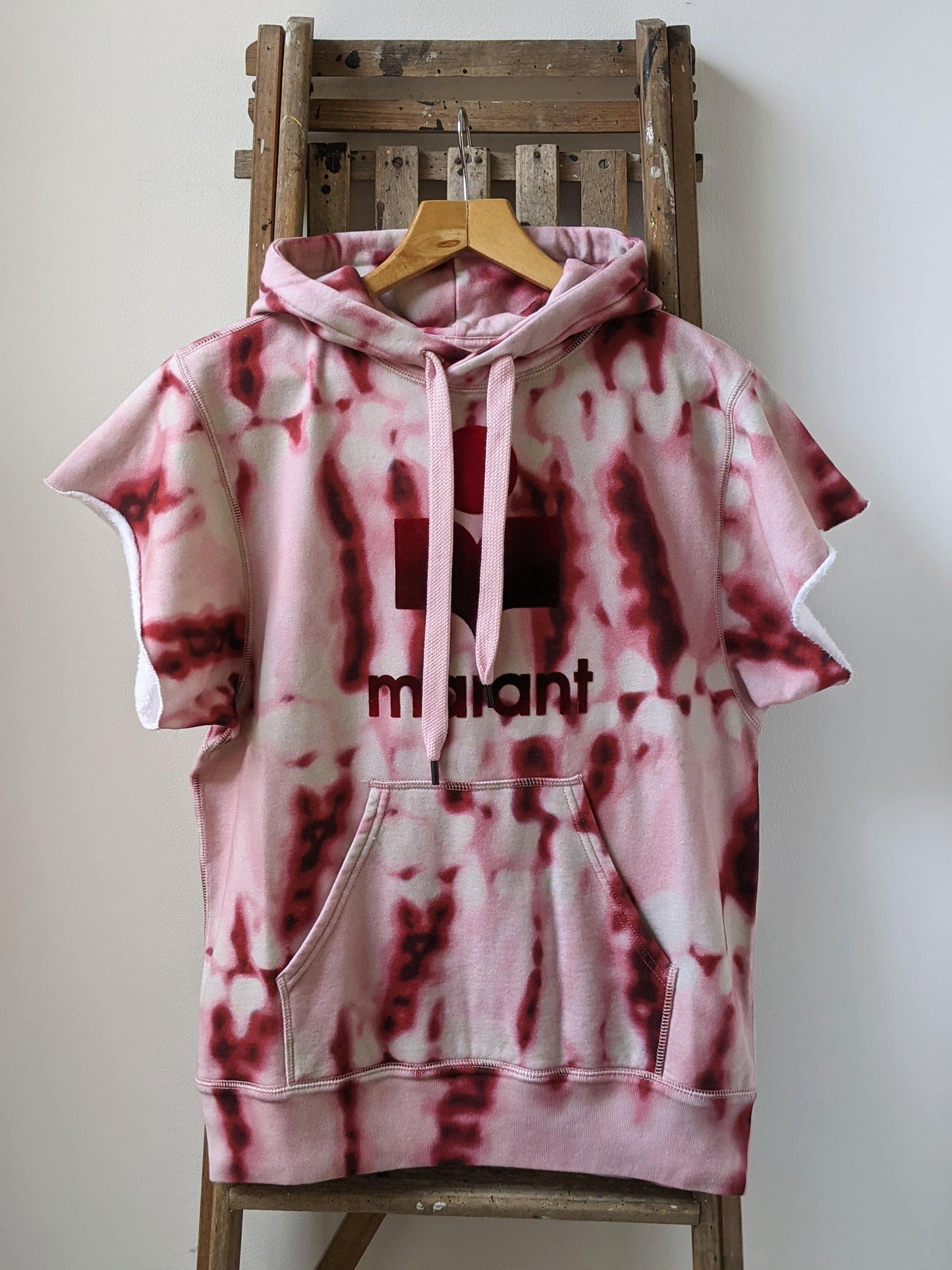 isabel marant etoile milesy red tie-dye sleeveless hoodie