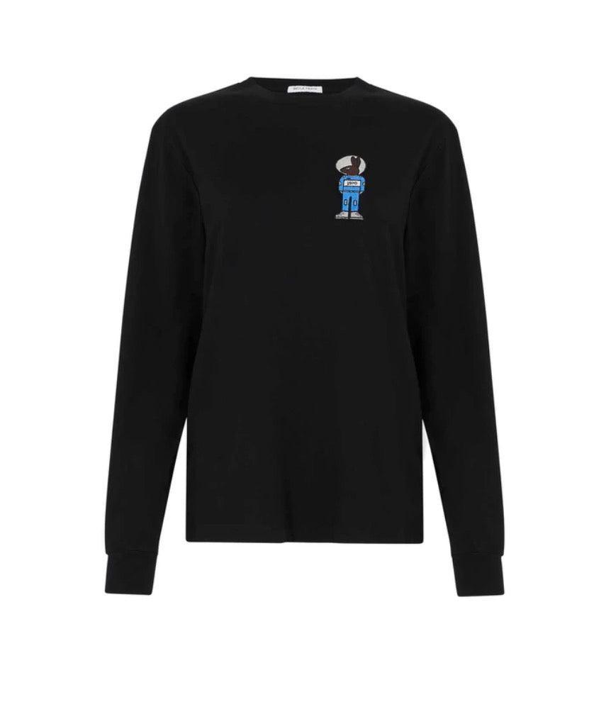Bella Freud - Mythical Bunny Long-Sleeved Black T-Shirt - 32 The Guild
