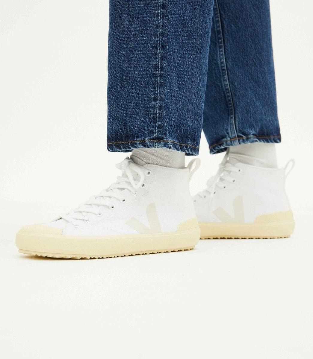 veja nova white canvas hi-top sneakers