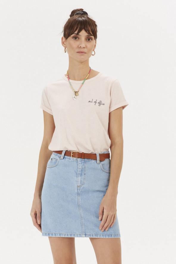 maison la biche out of office pink marl t-shirt
