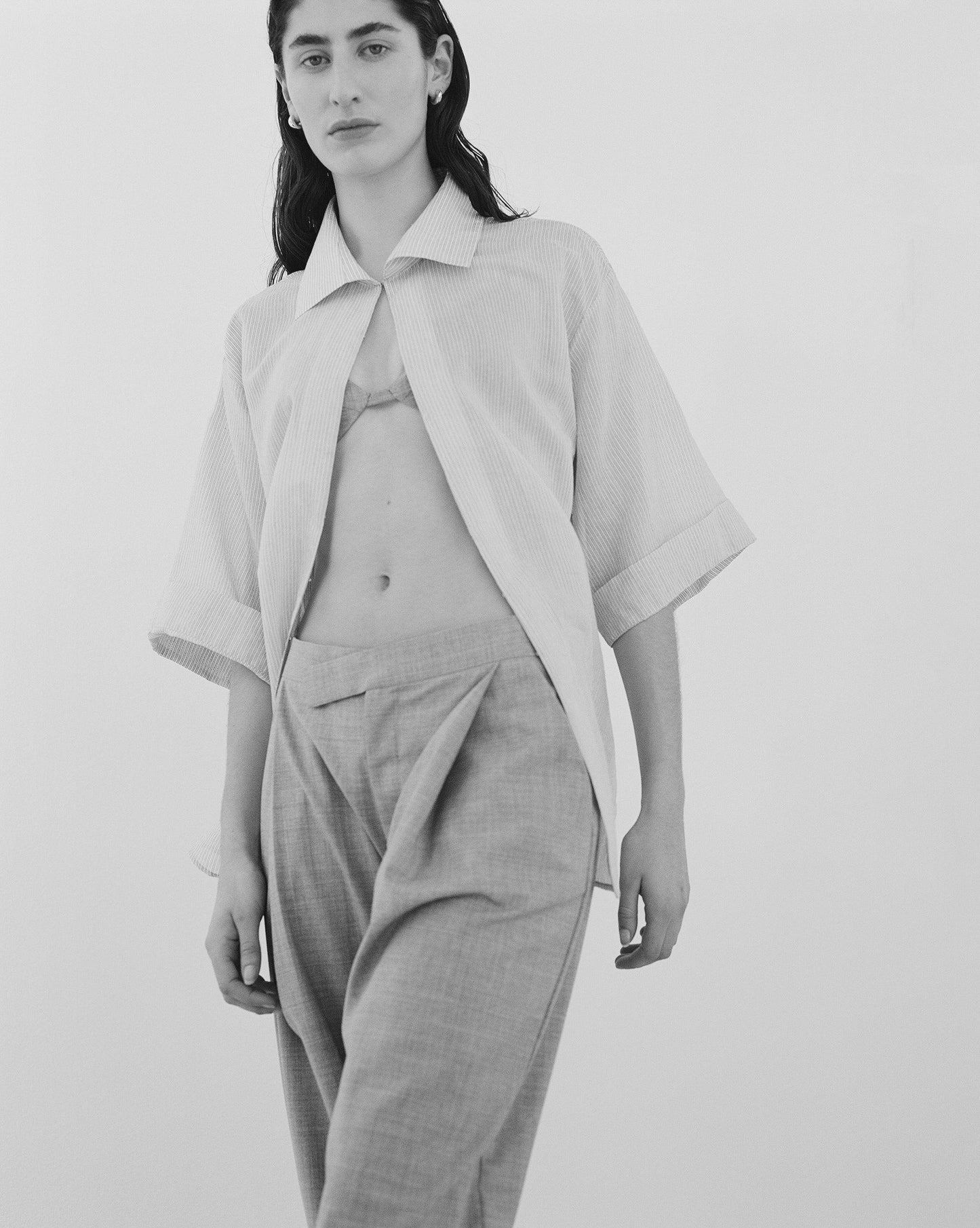 St. Agni - Overlap Waist Grey Wide-Leg Trousers - 32 The Guild