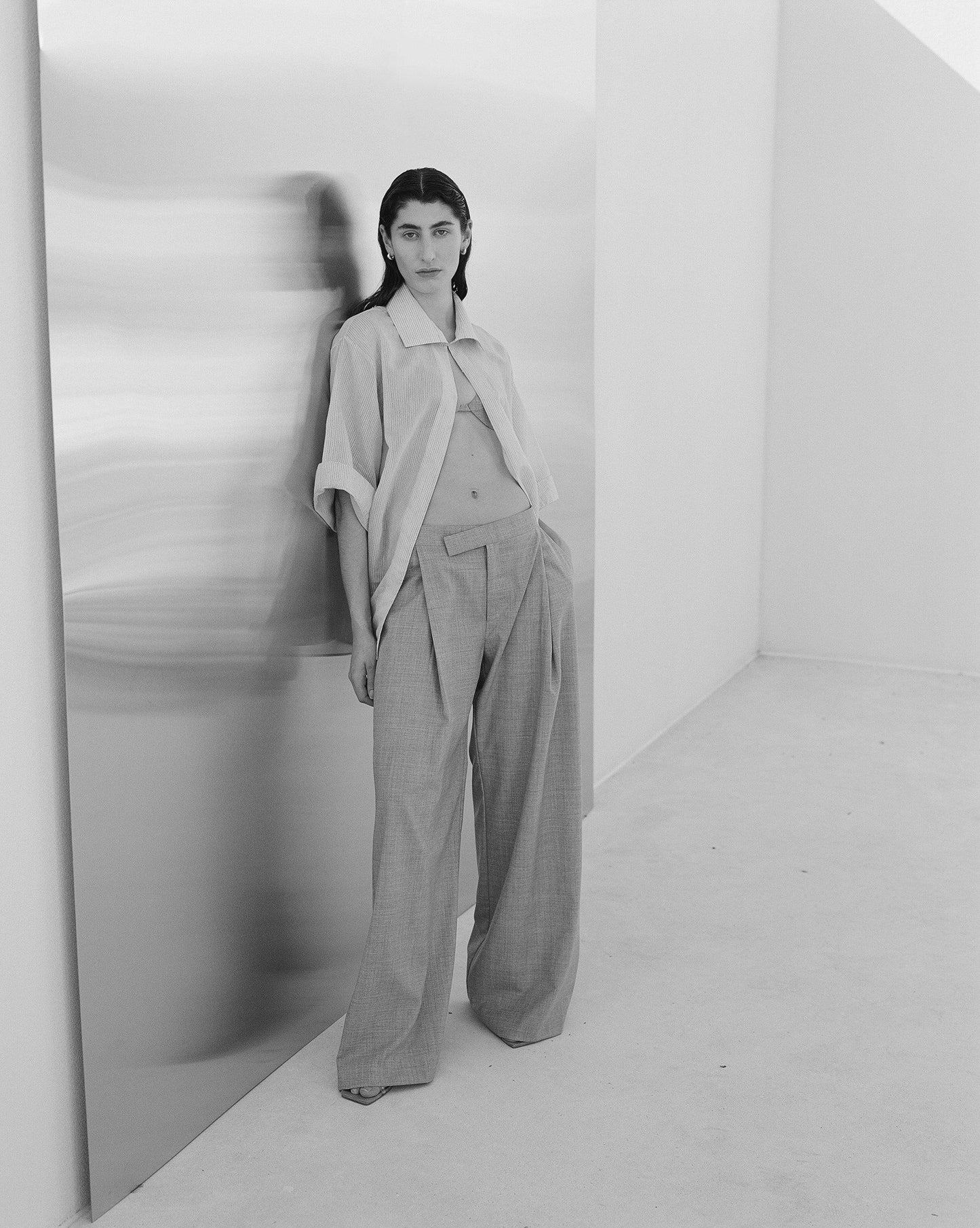 St. Agni - Overlap Waist Grey Wide-Leg Trousers - 32 The Guild