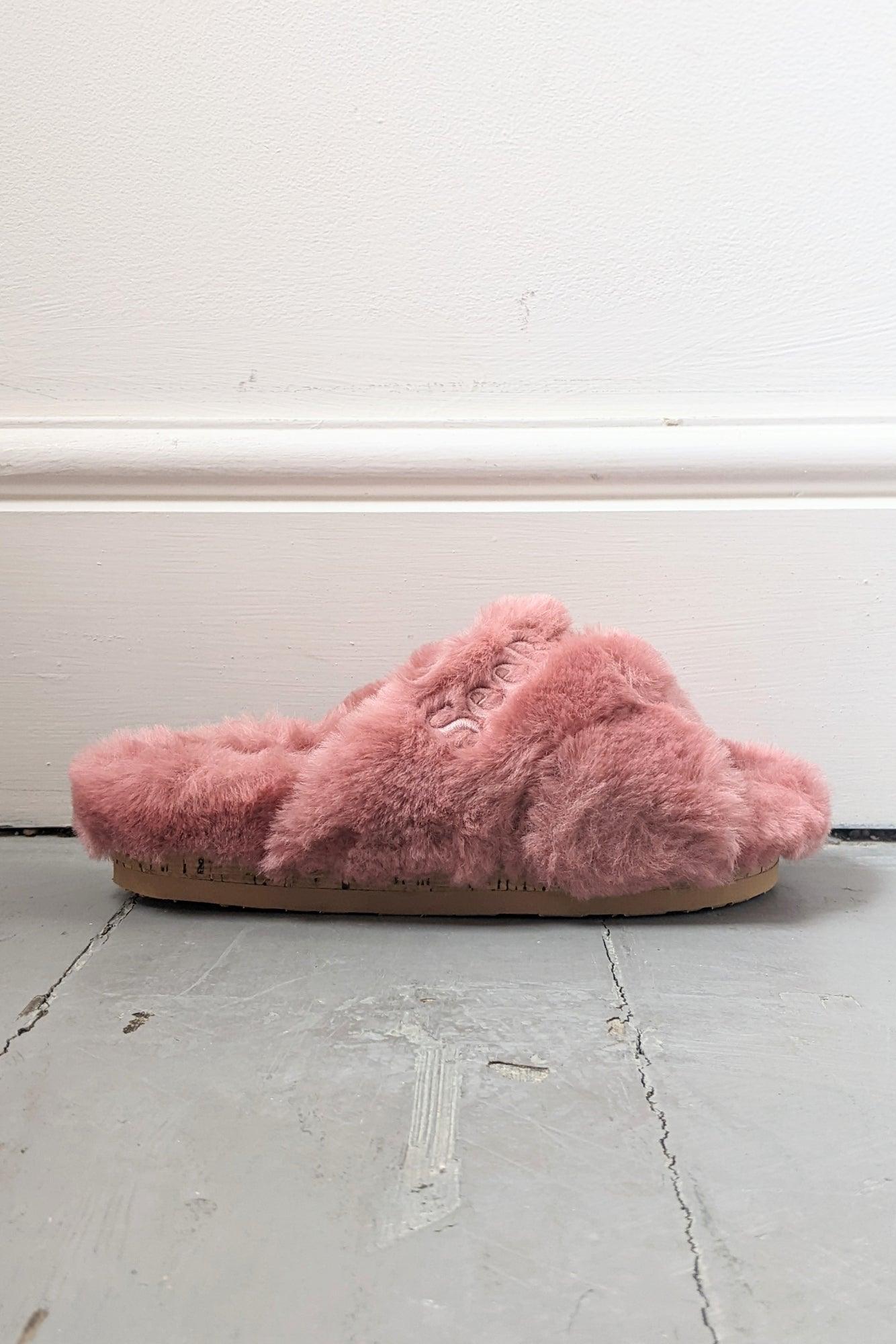 See By Chloe - Pink Faux Fur Cross-Over Sandals - 32 The Guild