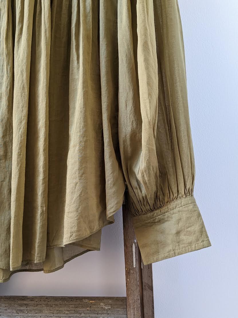Isabel Marant Etoile - Plalia Khaki Pleated Blouse - 32 The Guild