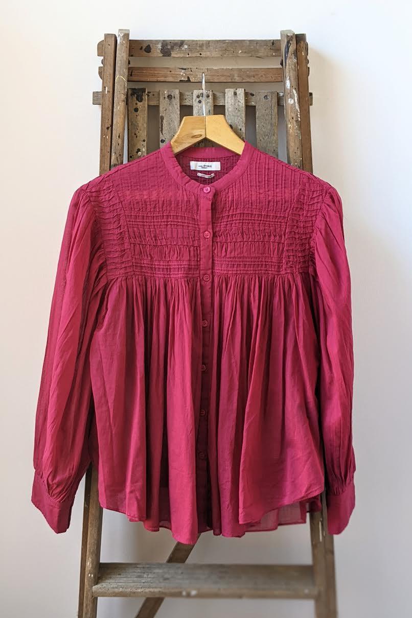 Isabel Marant Etoile - Plalia Raspberry Pleated Blouse - 32 The Guild