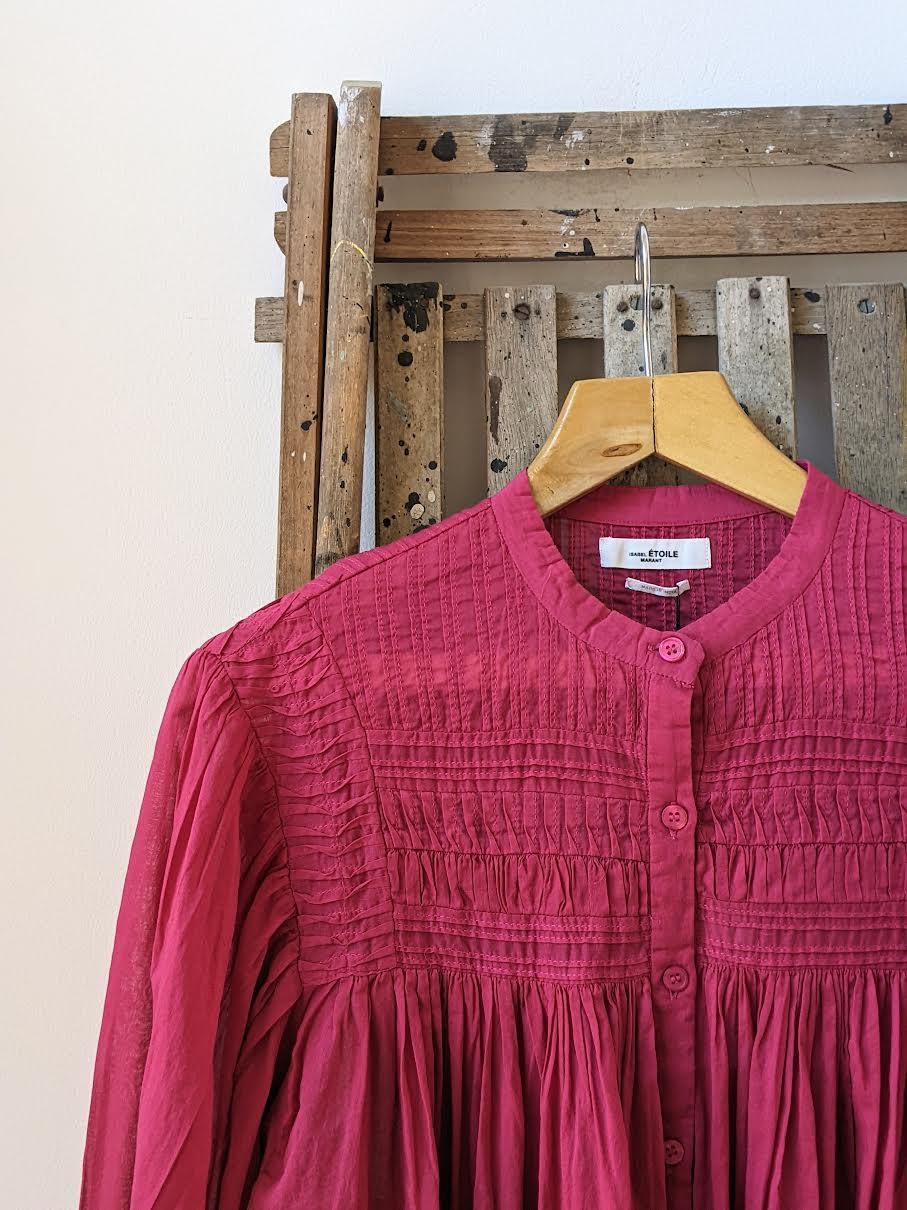 Isabel Marant Etoile - Plalia Raspberry Pleated Blouse - 32 The Guild