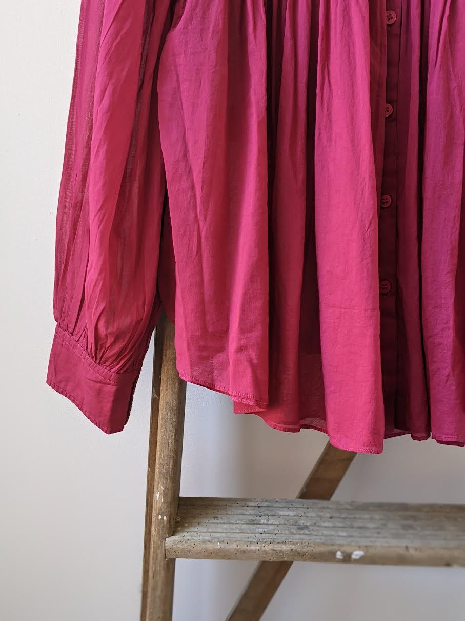 Isabel Marant Etoile - Plalia Raspberry Pleated Blouse - 32 The Guild