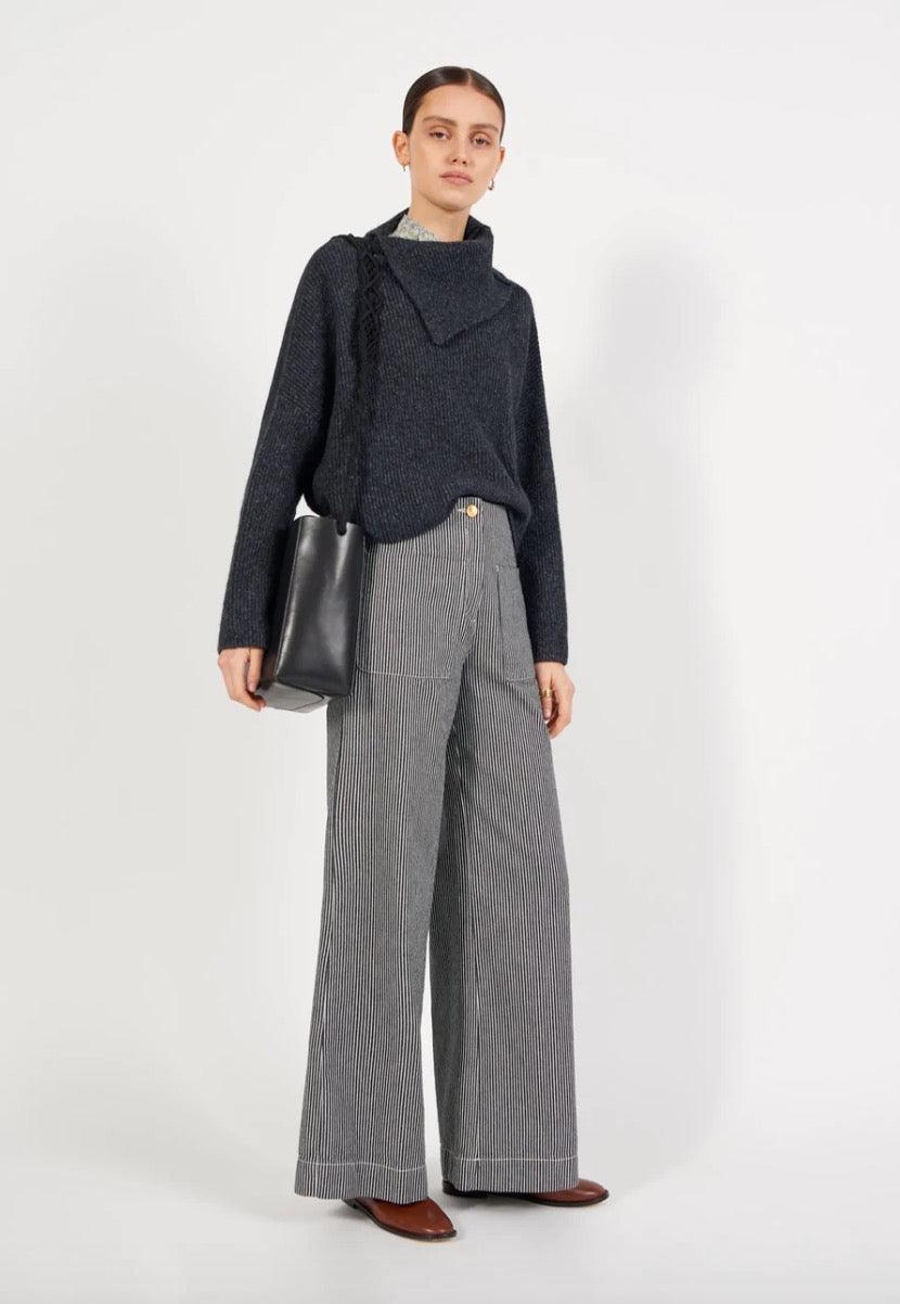 Masscob - Rainer Charcoal Split Collar Knit - 32 The Guild