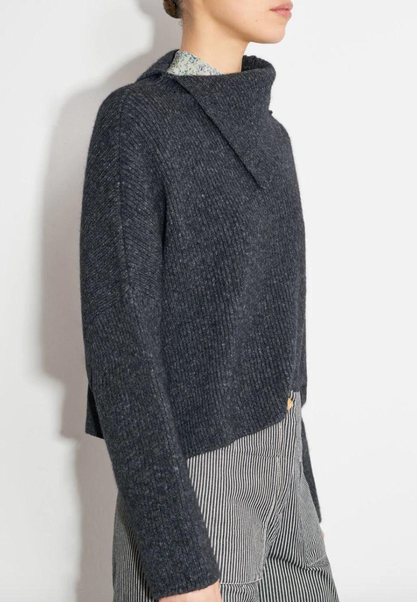 Masscob - Rainer Charcoal Split Collar Knit - 32 The Guild