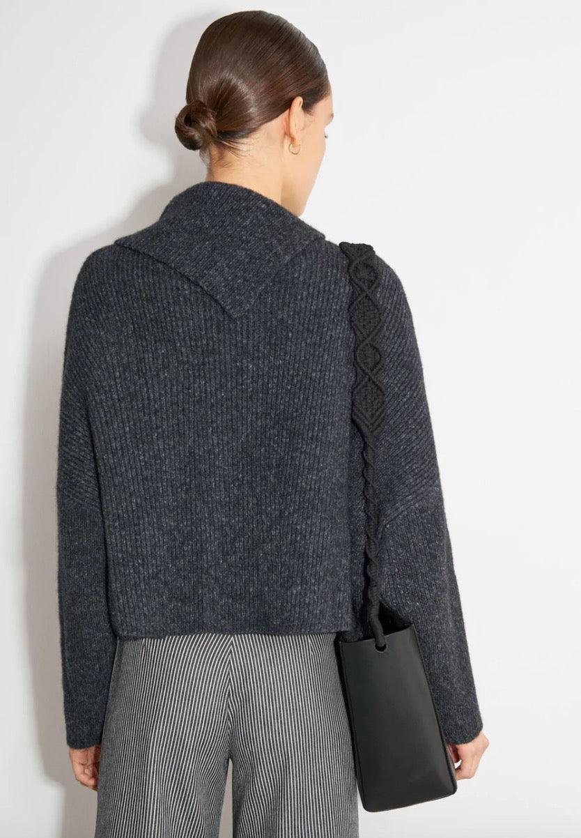 Masscob - Rainer Charcoal Split Collar Knit - 32 The Guild