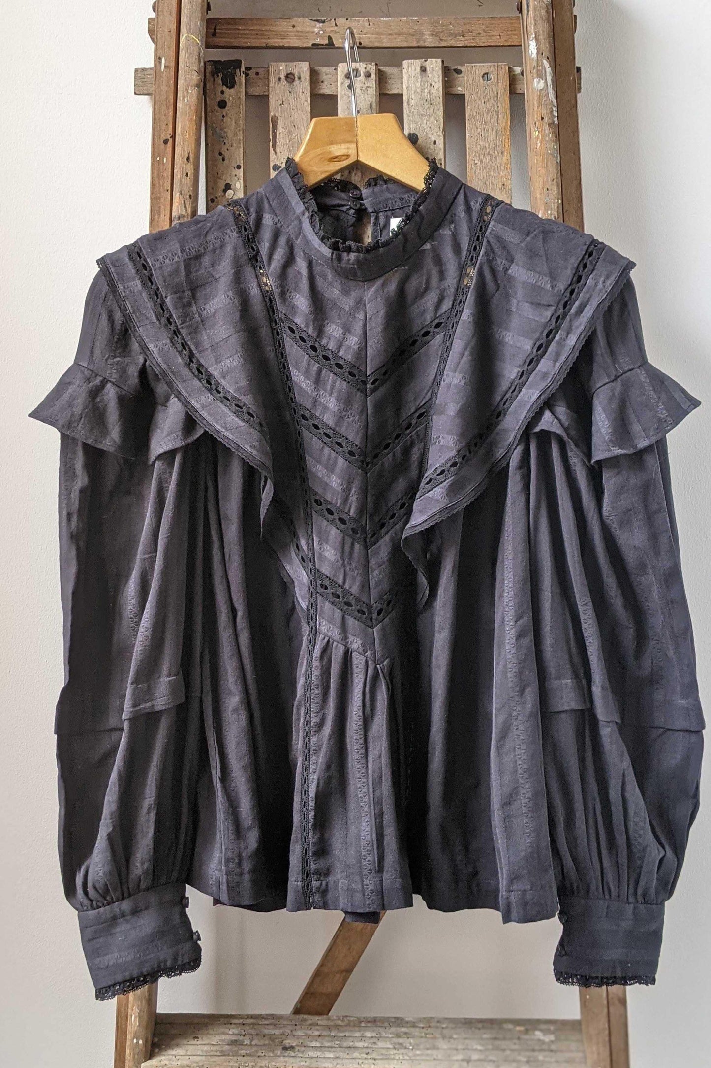 Isabel Marant Etoile - Reign Black Ruffle Blouse - 32 The Guild