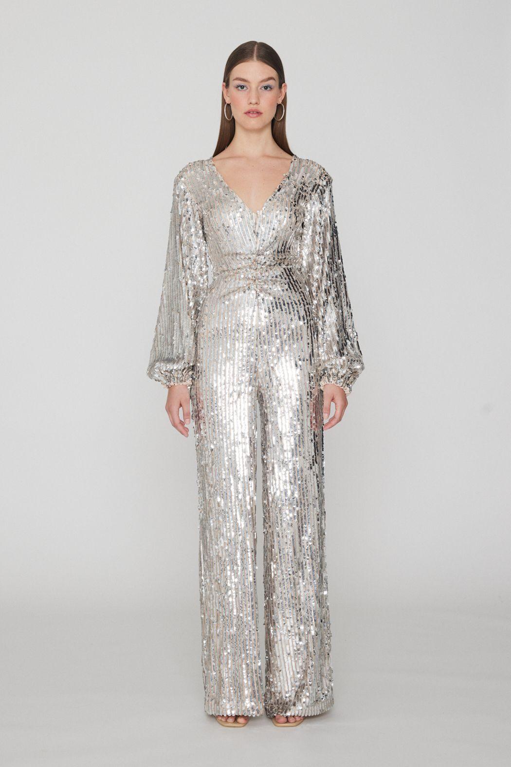Rotate Remain - Sirin Silver Sequin Jumpsuit - 32 The Guild