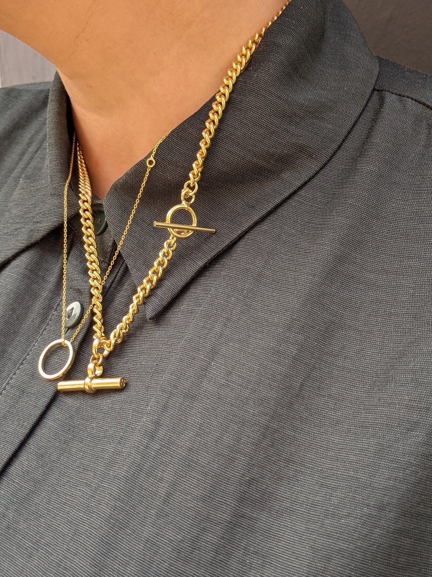 tilly sveaas small gold eternity ring on trace chain necklace
