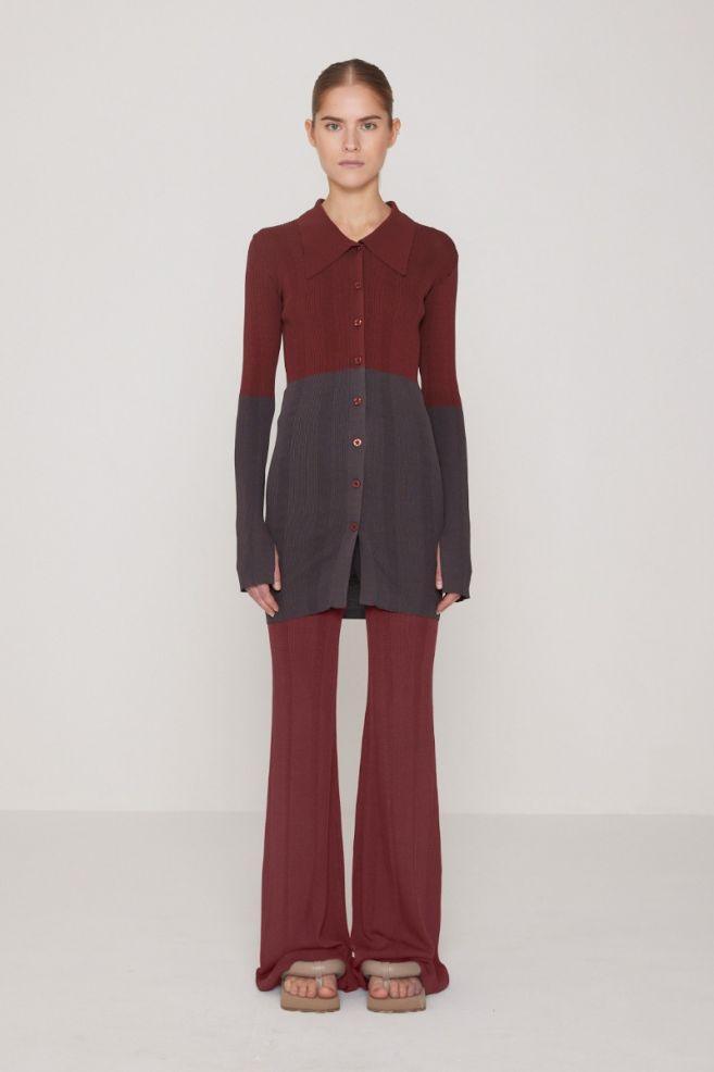 Rotate Remain - Solaima Burgundy Knit Trousers - 32 The Guild