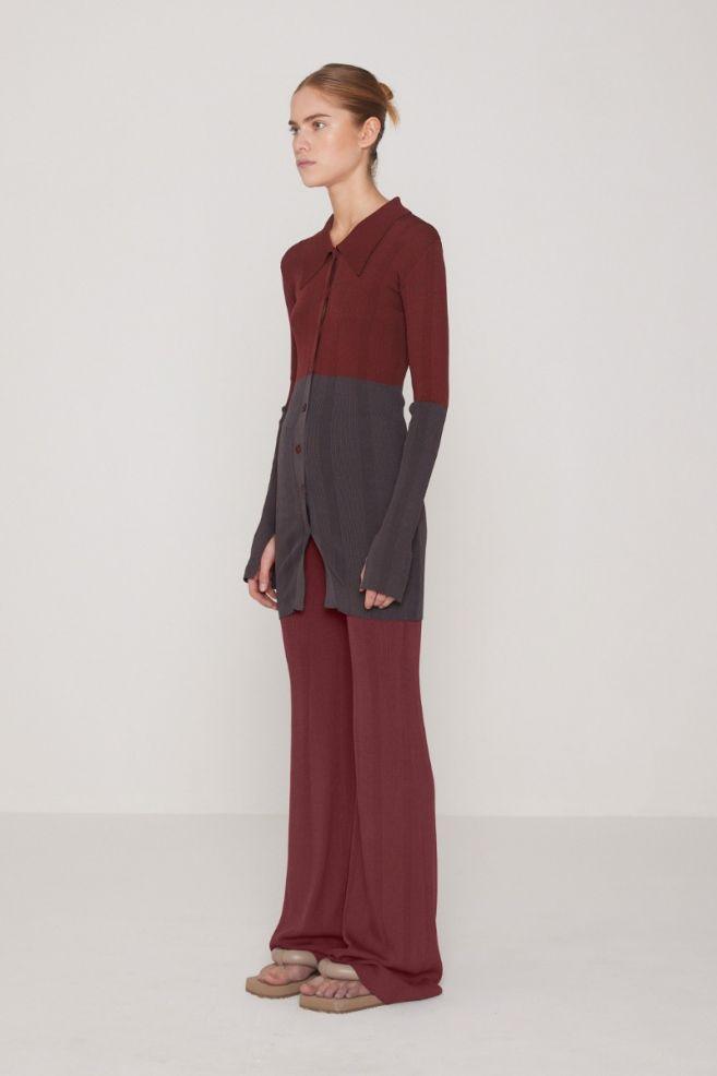 Rotate Remain - Solaima Burgundy Knit Trousers - 32 The Guild