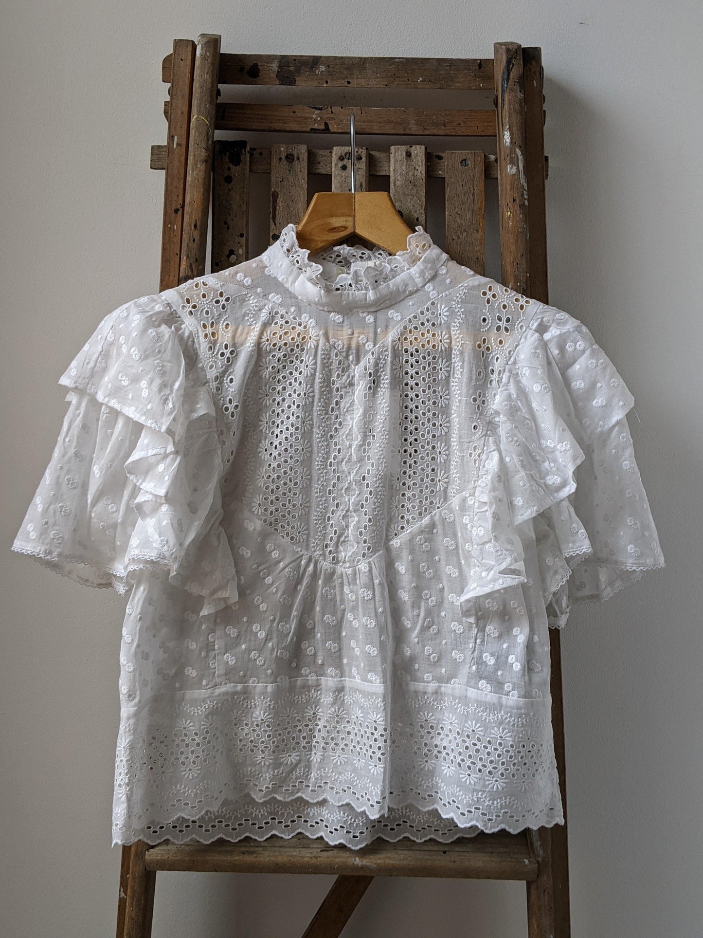 isabel marant etoile tizaina white broderie anglaise ruffle blouse