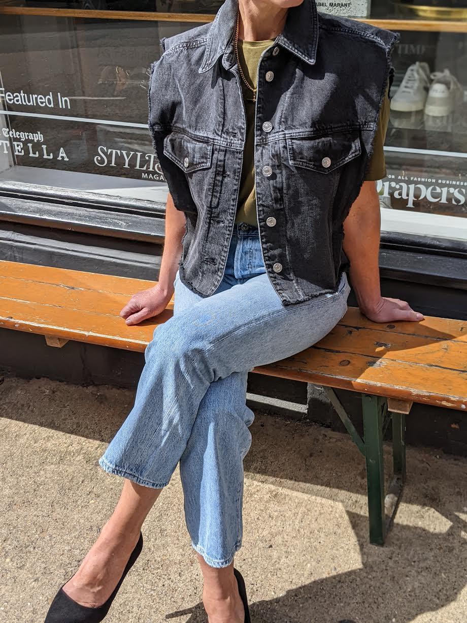 Isabel Marant Etoile - Tyra Faded Black Sleeveless Denim Jacket - 32 The Guild