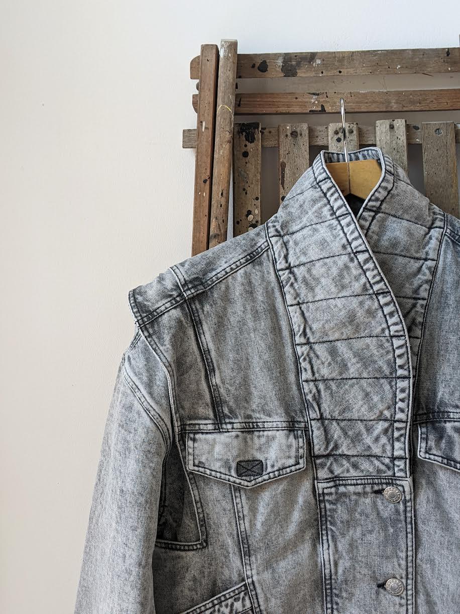 Isabel Marant Etoile - Veronica Light Grey Padded Denim Jacket - 32 The Guild