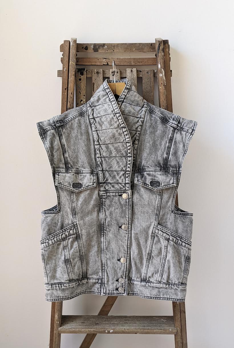 Isabel Marant Etoile - Veronica Light Grey Padded Denim Jacket - 32 The Guild