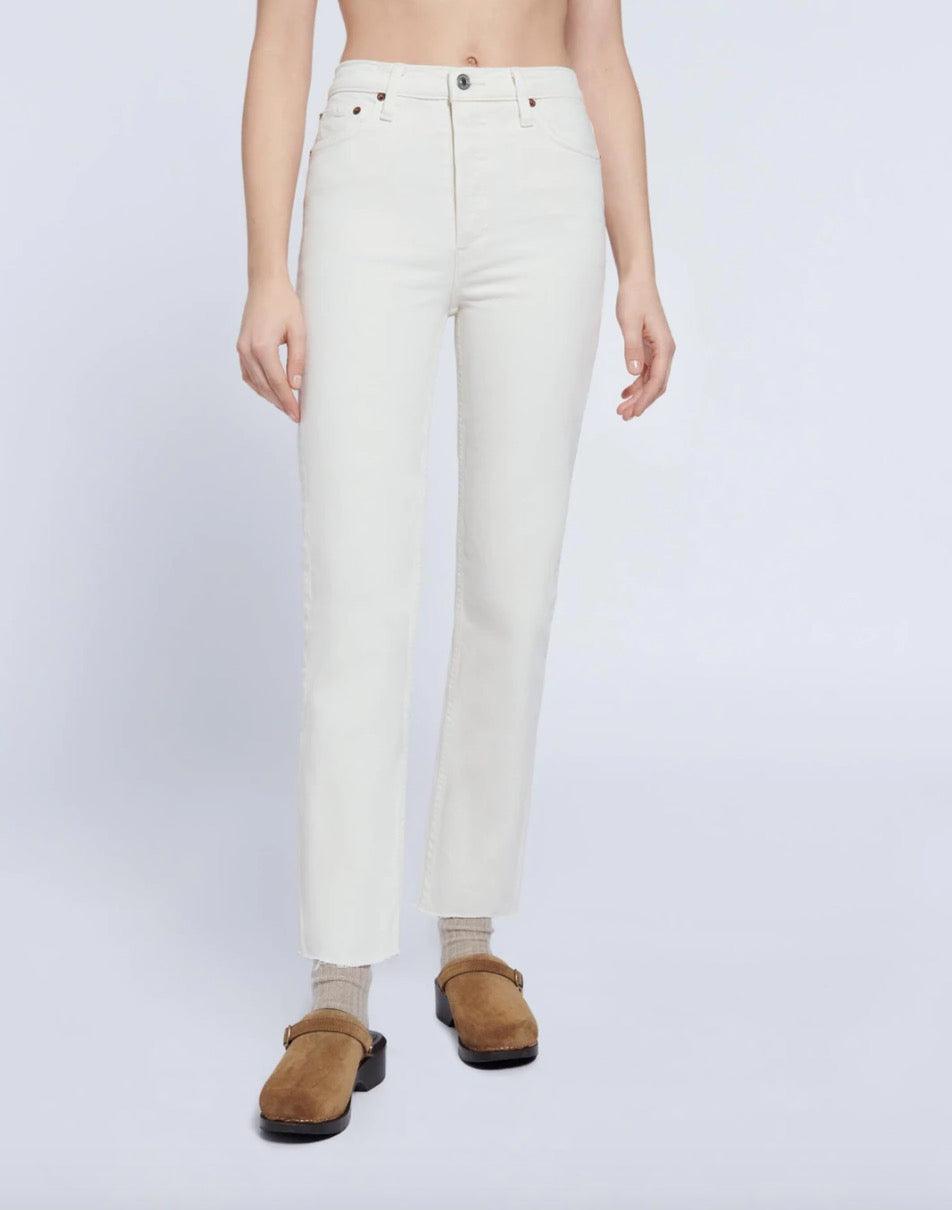 Re/Done - Vintage White Raw Edge Stovepipe Jeans - 32 The Guild