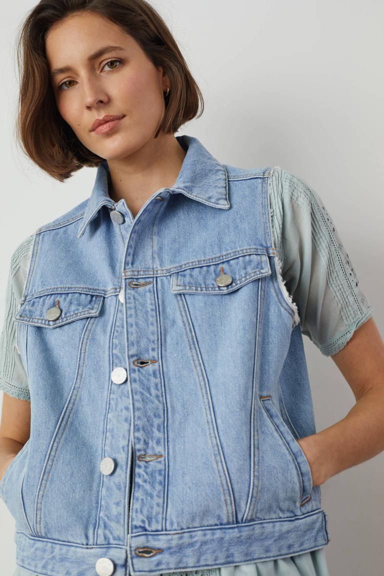 leon and harper volonte sleeveless denim jacket