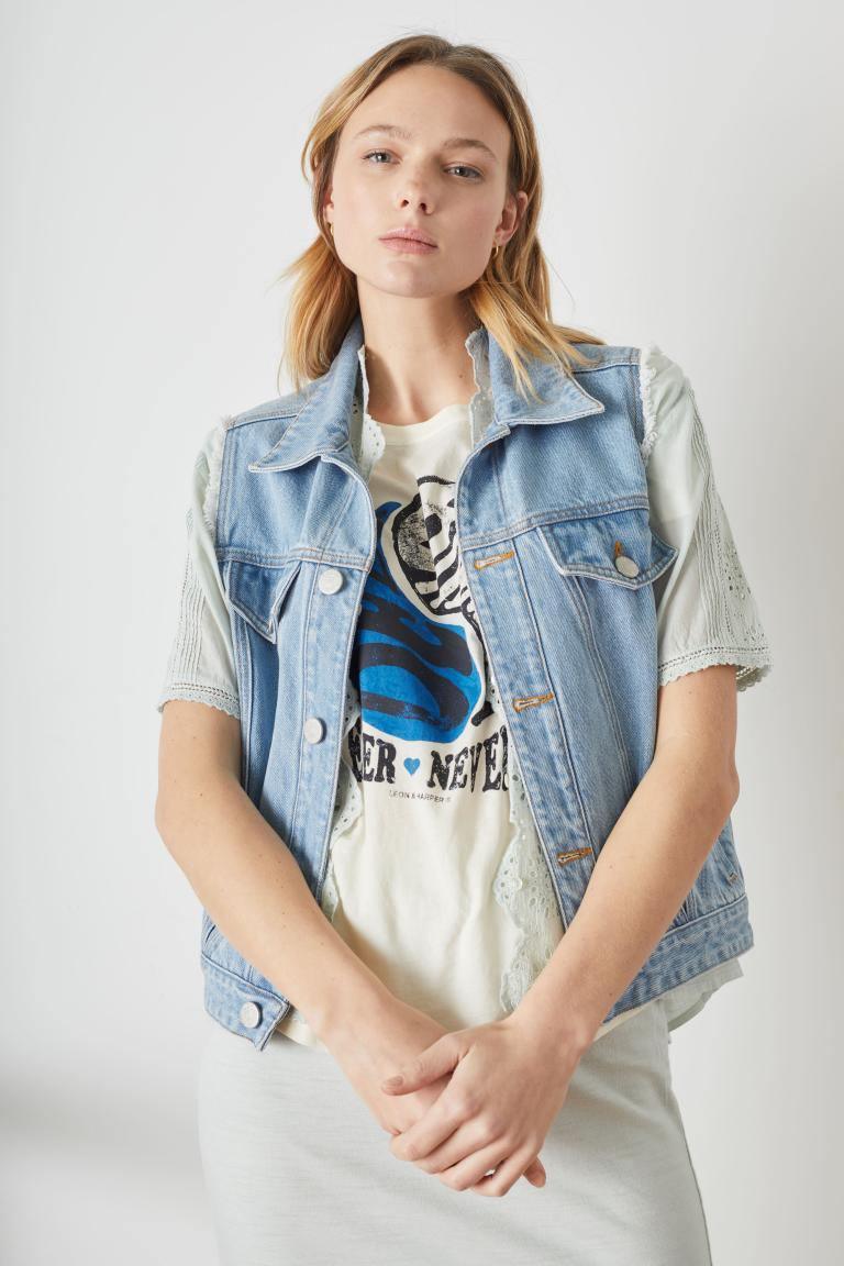 leon and harper volonte sleeveless denim jacket