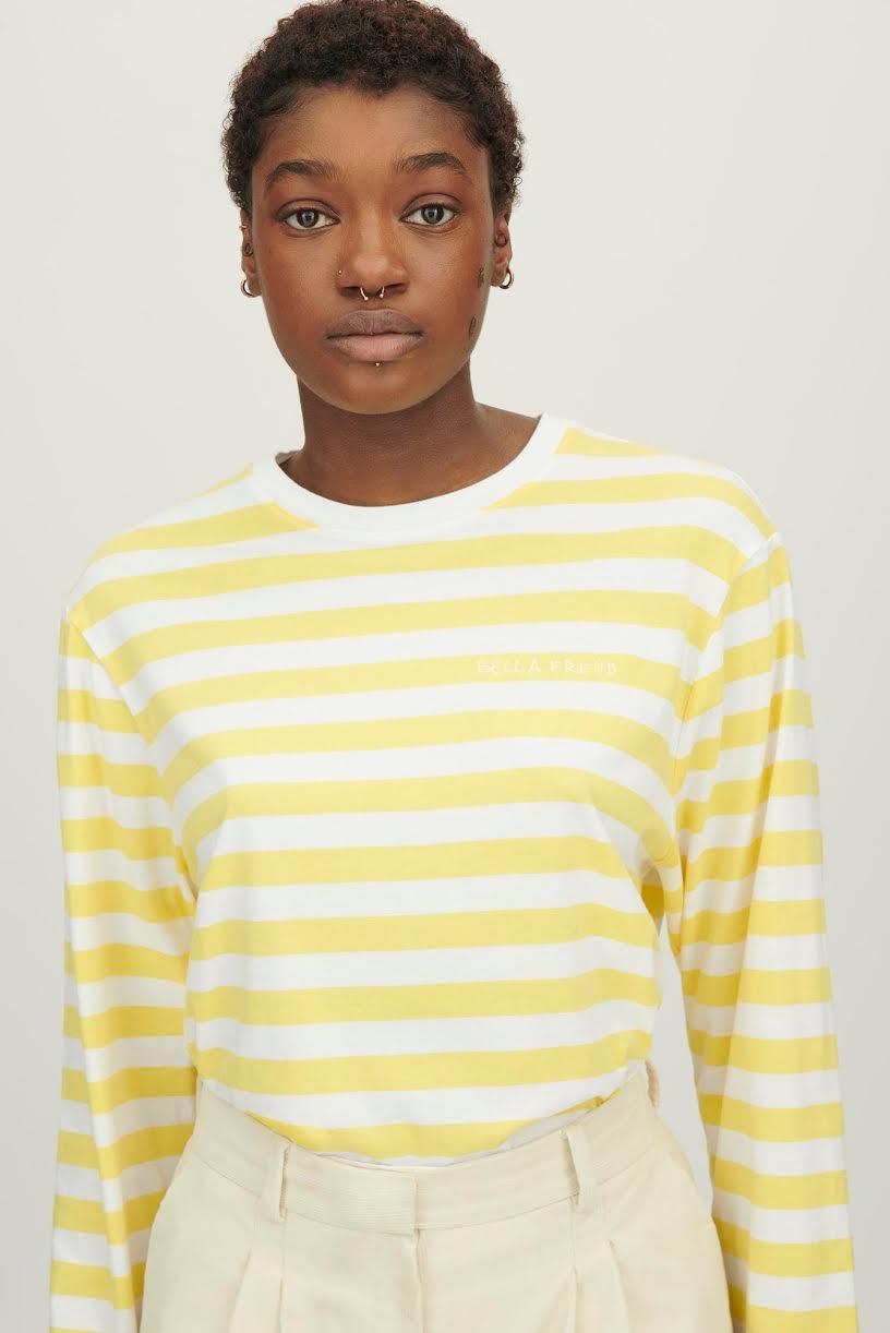 Bella Freud - Yellow Summer Stripe Long-Sleeved Breton T-Shirt - 32 The Guild