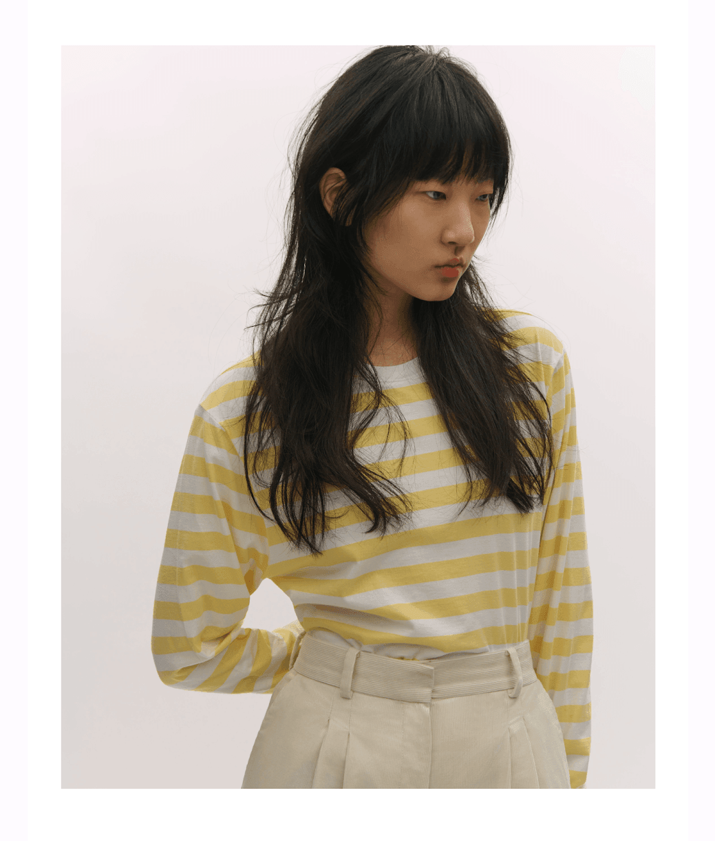 Bella Freud - Yellow Summer Stripe Long-Sleeved Breton T-Shirt - 32 The Guild